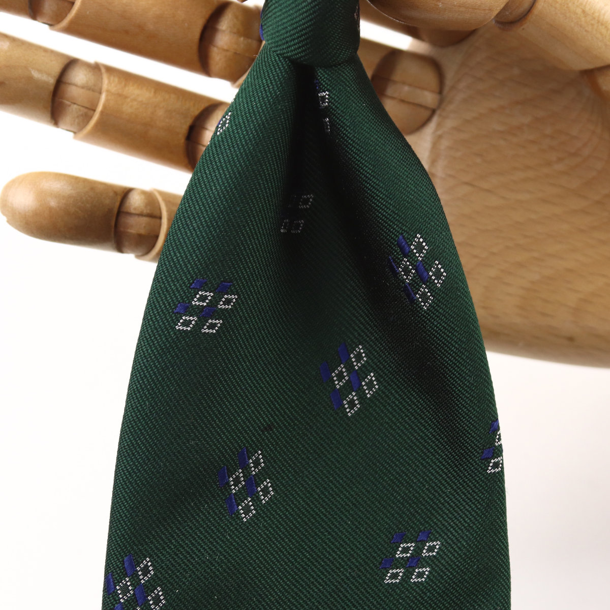 ネクタイ 日本製 シルク100% 菱形 小紋 グリーン 緑 ジャガード タイ